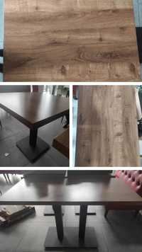 Stół stolik drewno czarny stelaż kwadrat, prostokąt