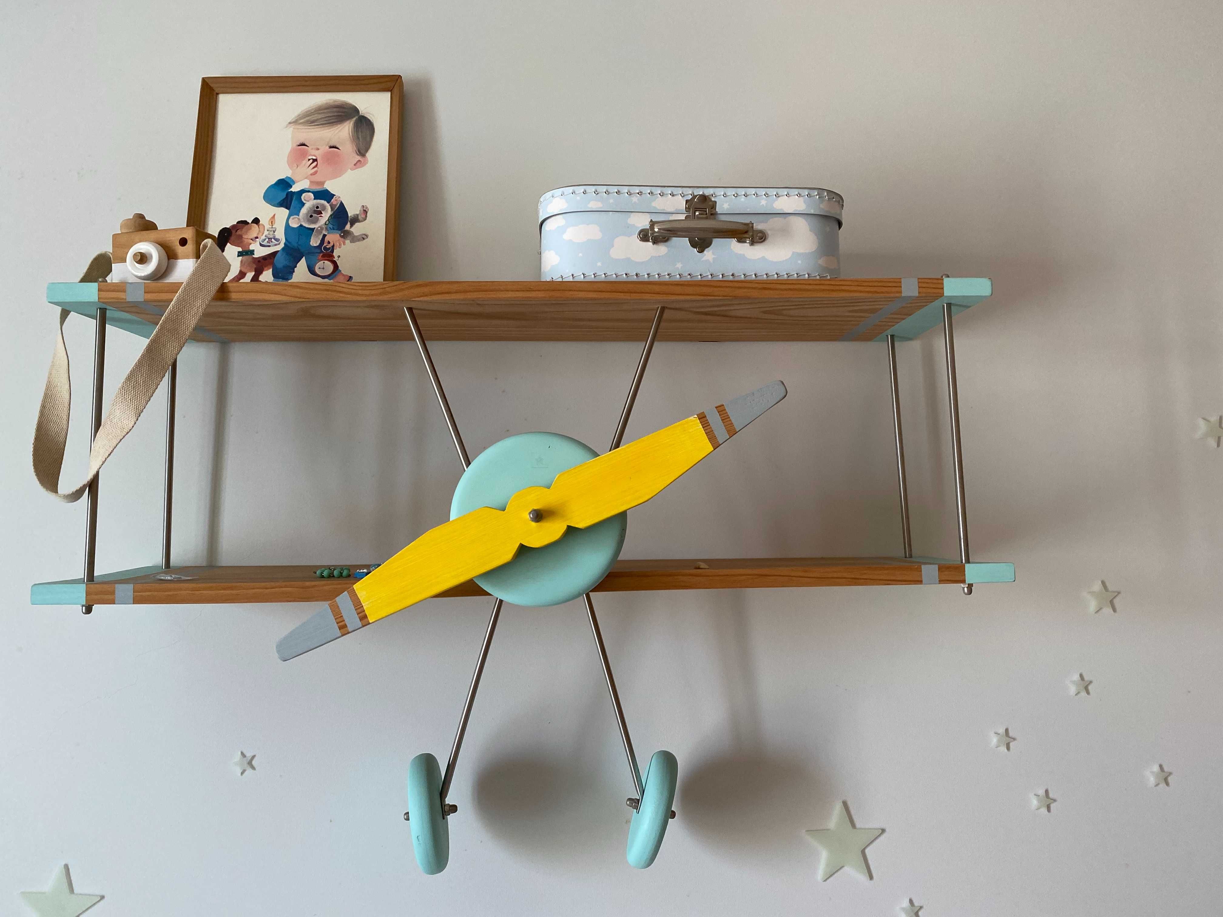 Prateleira Avioneta Azul/ Amarelo Xadrez às Riscas – Excelente Estado