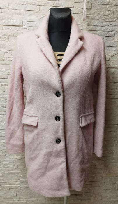 Płaszcz boyfriend 36/38,S/M różowy wełna