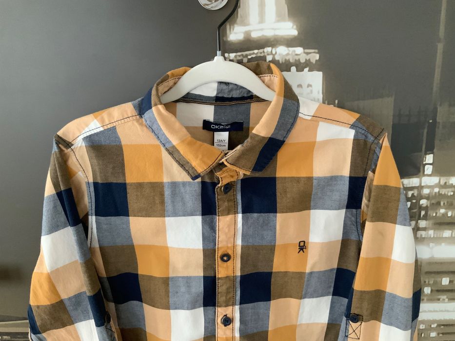 Koszula w kratkę chłopięca OKAIDI 12 lat 152 cm bawełna