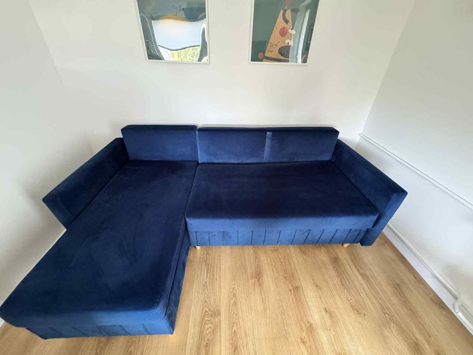 Narożnik granatowy welurowy