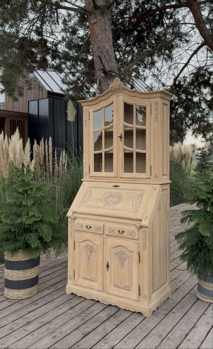 Dębowy sekretarzyk z nadstawką ,stan surowy