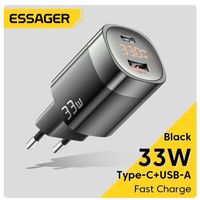 Зарядний пристрій Essager 33W GaN. Дисплей. Швидка зарядка USB Type-C