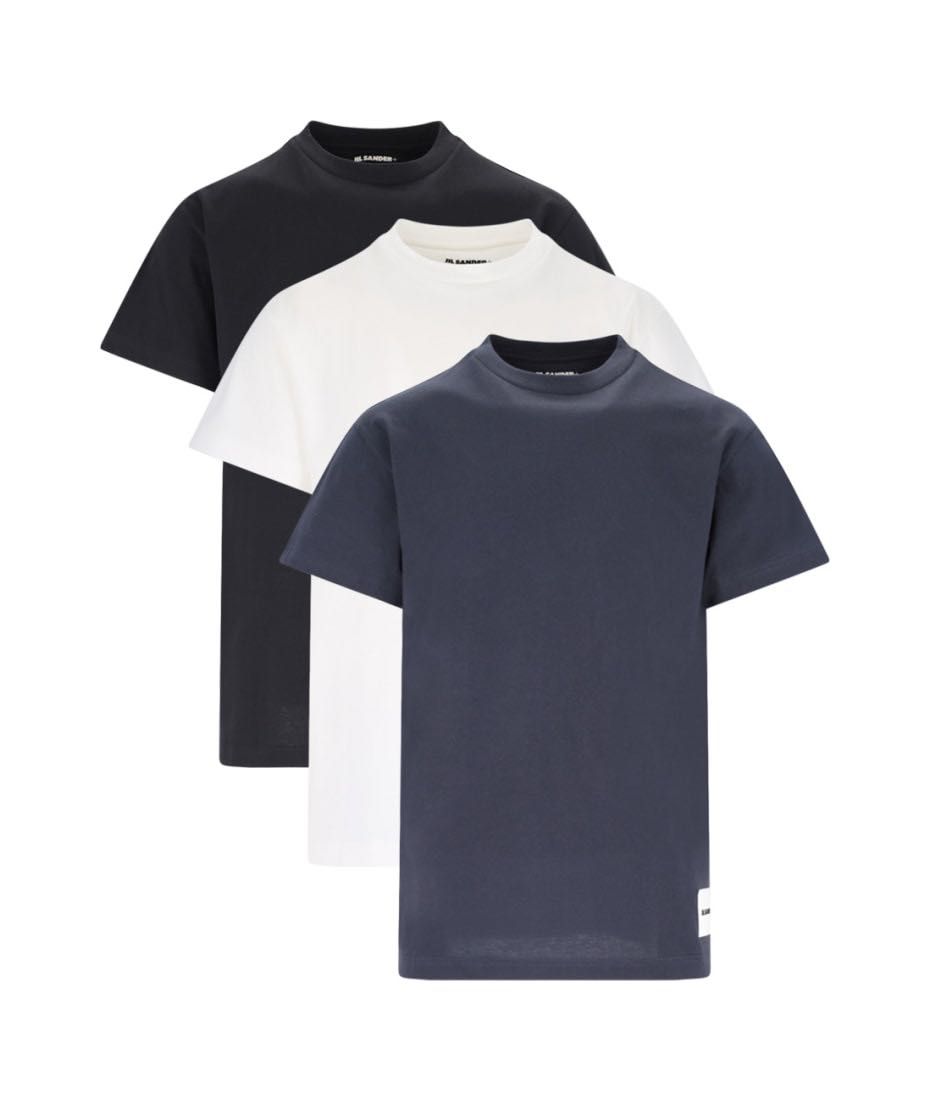 Футболки Jil Sander 3-pack Logo Patch T-shirt Black/White/Blue