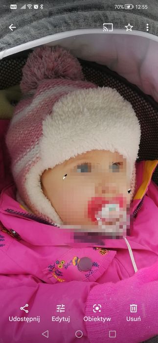 Czapka zimowa dla dziewczynki rozm. 80cm