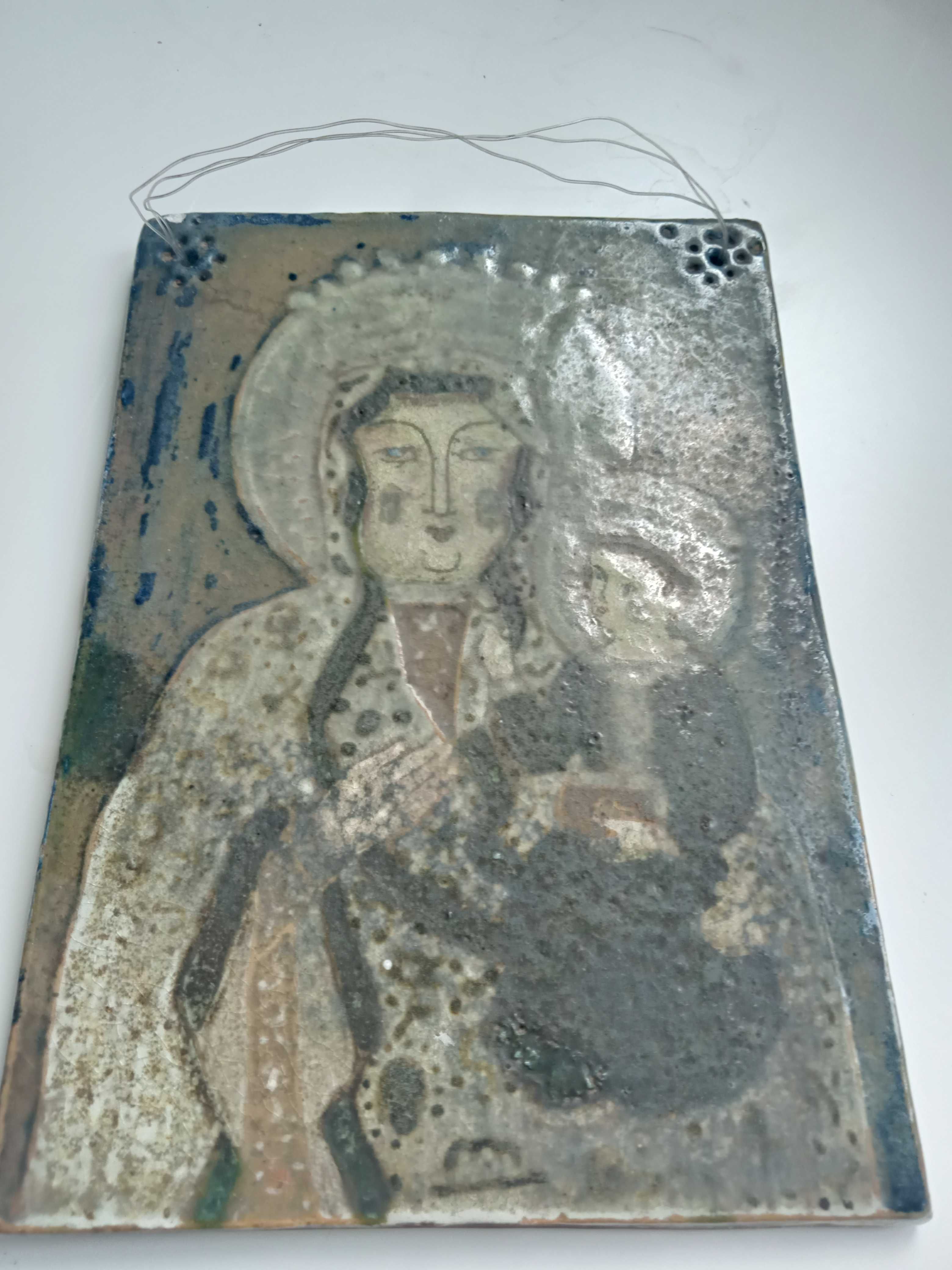 Ceramiczna Matka Boska Częstochowska rękodzieło antyk sztuka sakralna