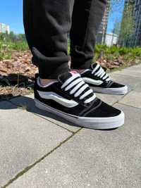 Кеды дуті женские мужские Vans KNU Skool Black White Premium кеди