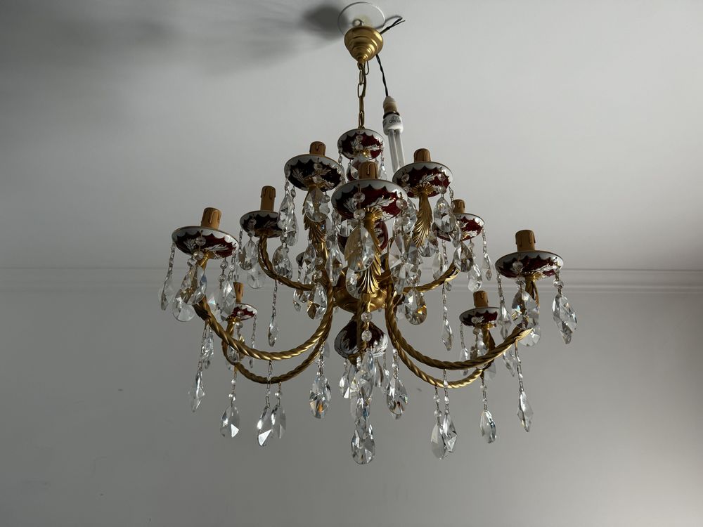 Candeeiro de cristal e banhado a ouro