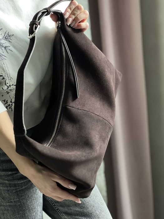 Сумка жіноча замшева коричньова