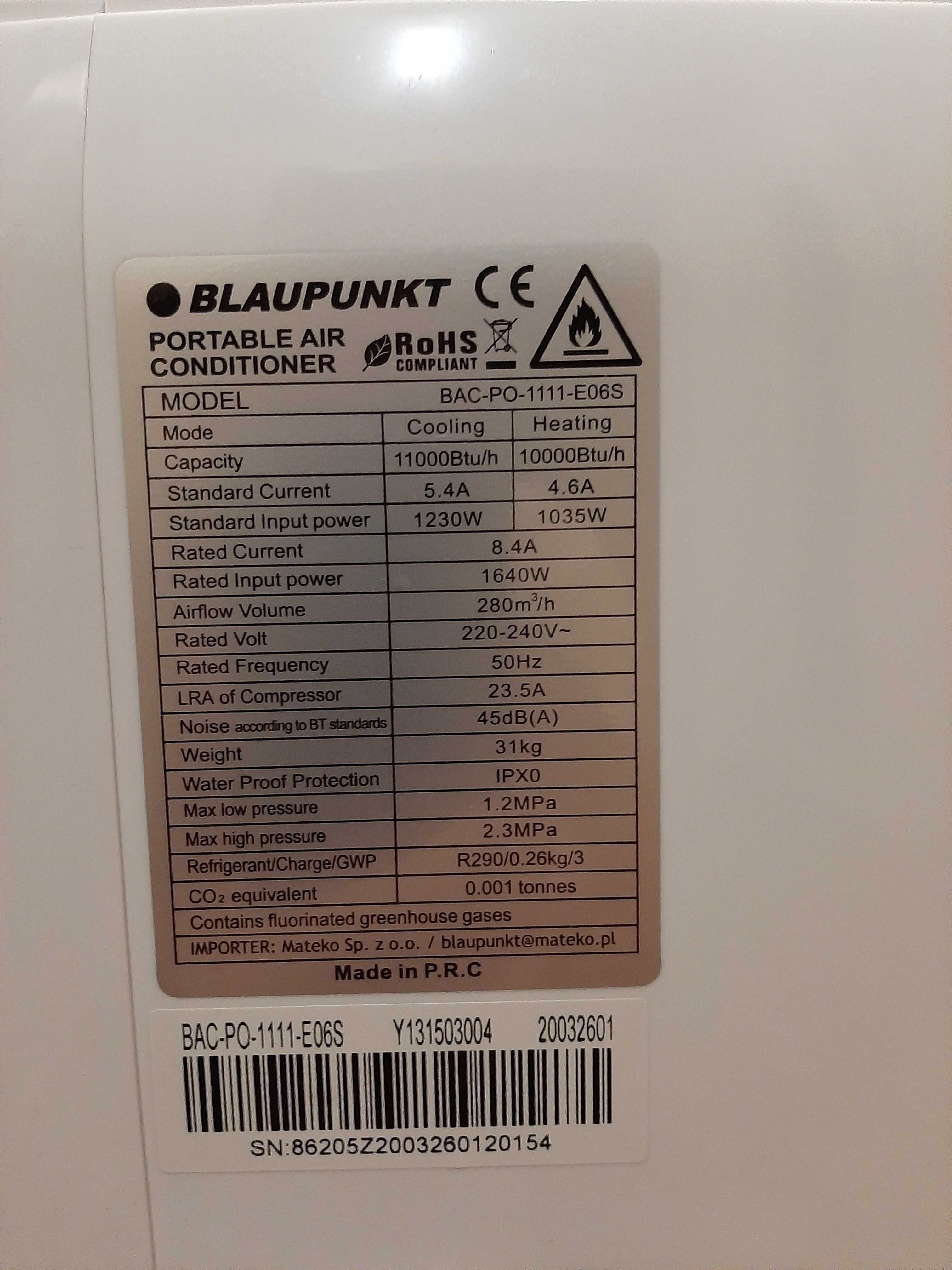 Klimatyzator przenośny Blaupunkt BAC-PO-1111-E06S