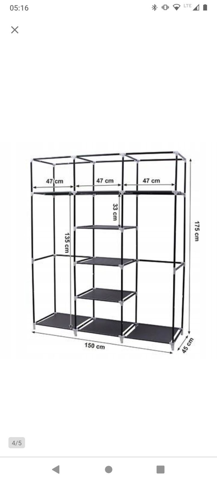 SONGMICS szafa materiałowa 150 x 175 x 45 cm