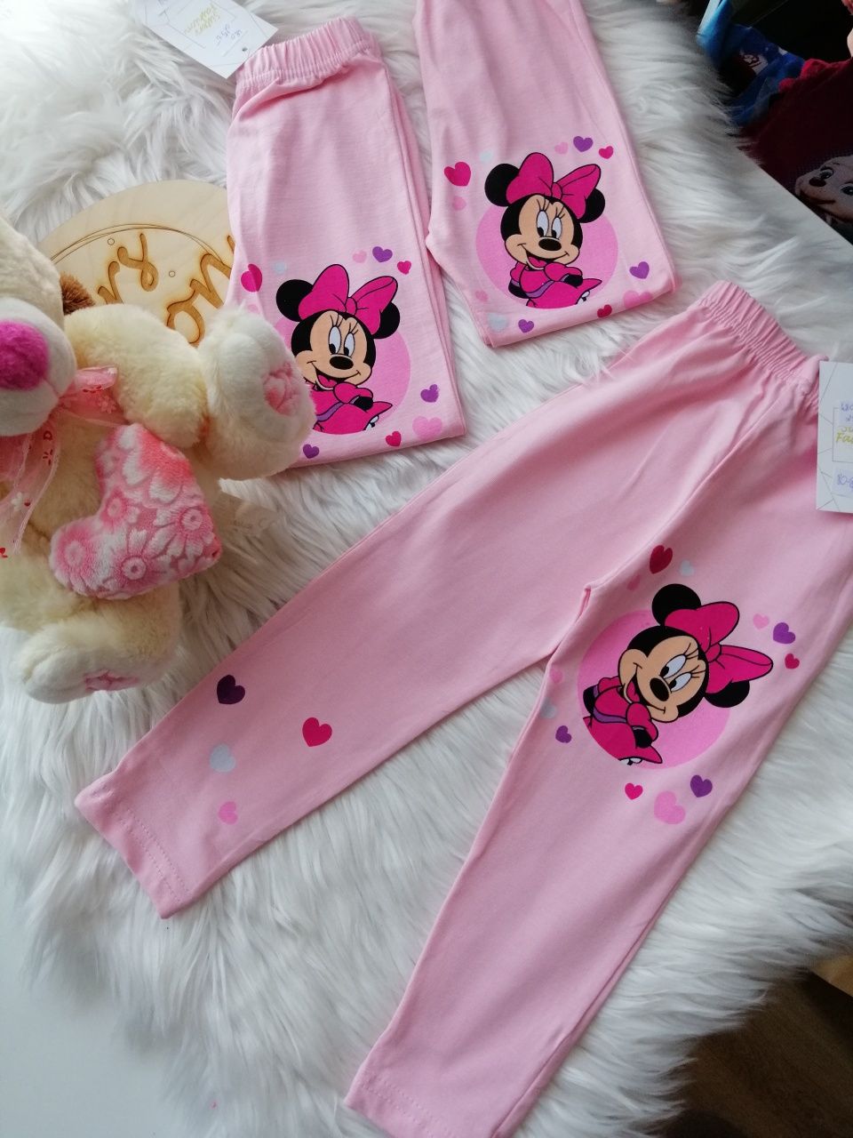 Legginsy dziewczęce Minnie 80-86, 86-92 pudrowy róż leginsy a