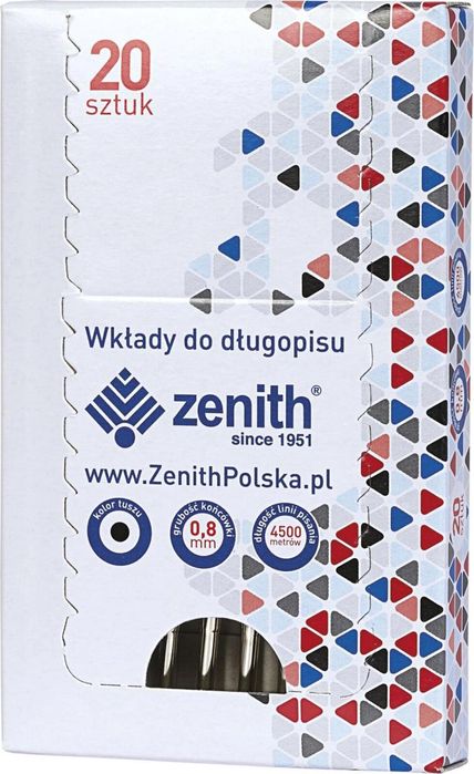 Wkład do długopisu 4/20 czarny (20szt) ZENITH ZENITH pudełko,6,4x10
