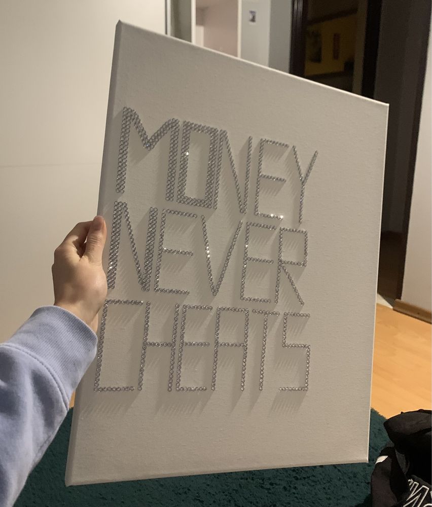 Obraz na płótnie diamond painting money never cheats