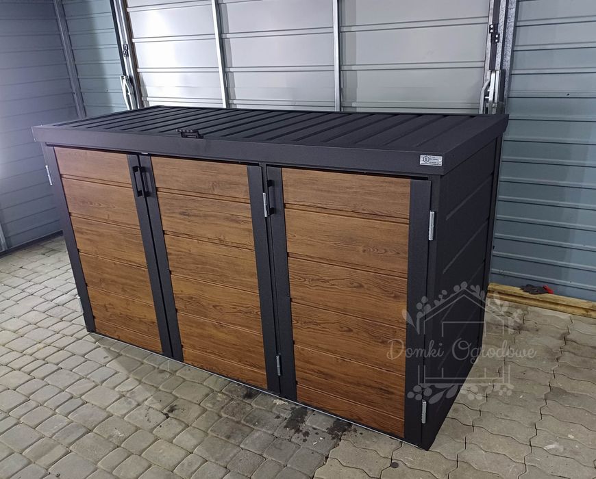Zabudowa koszy na śmieci wiata 207x80x120 cm 3x240L GP342