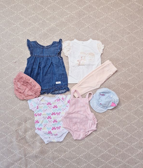 Letni zestaw ubranek dla dziewczynki 56/62 7szt