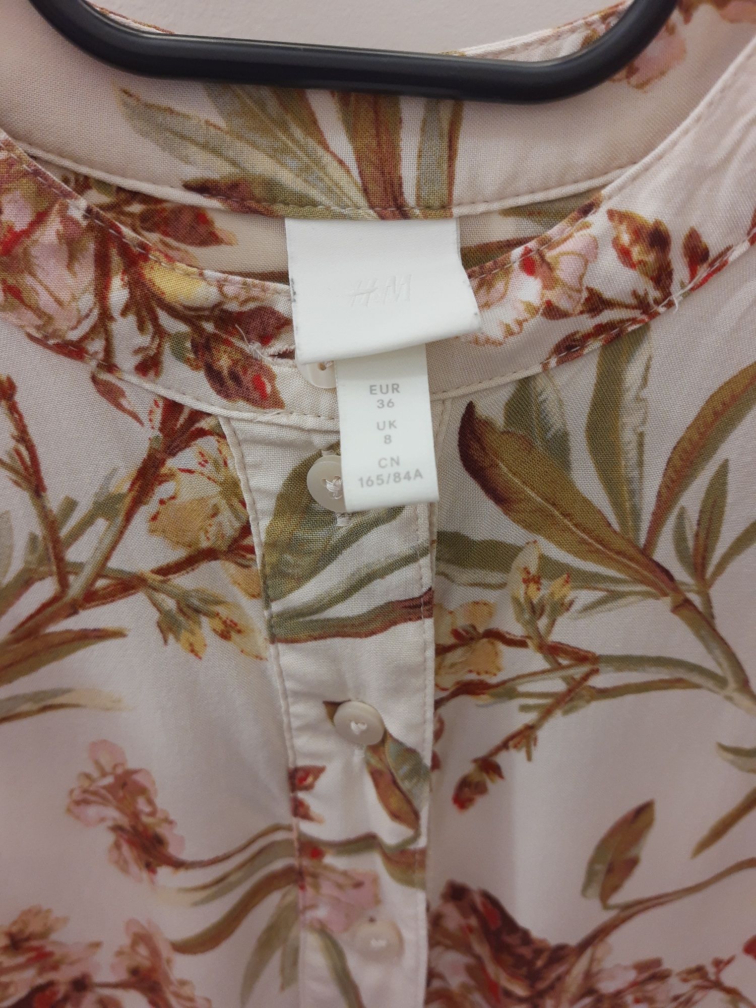 Sukienka/tunika z bufiastymi długimi rękawami w kwiaty H&M