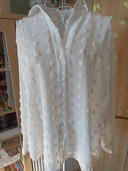 Zara koszula mgiełka pompony S-L