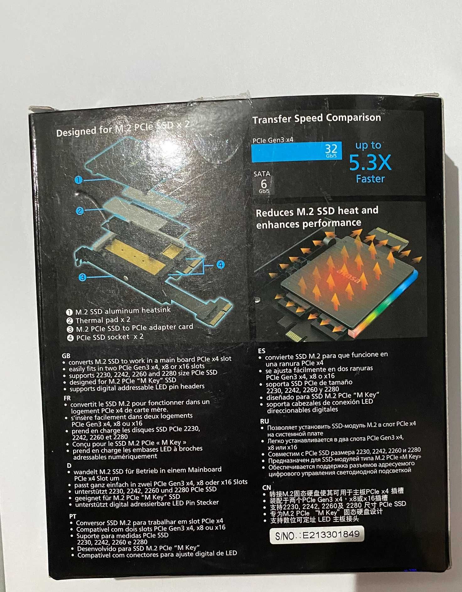 Adaptador Dual M.2 PCIe RGB LED com Cooler