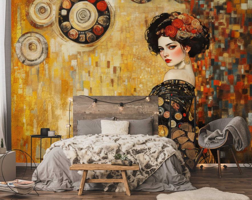 Fototapeta Kobieta Żółty Jak Malowany Piękno Gracja Kolorowa 3D + KLEJ