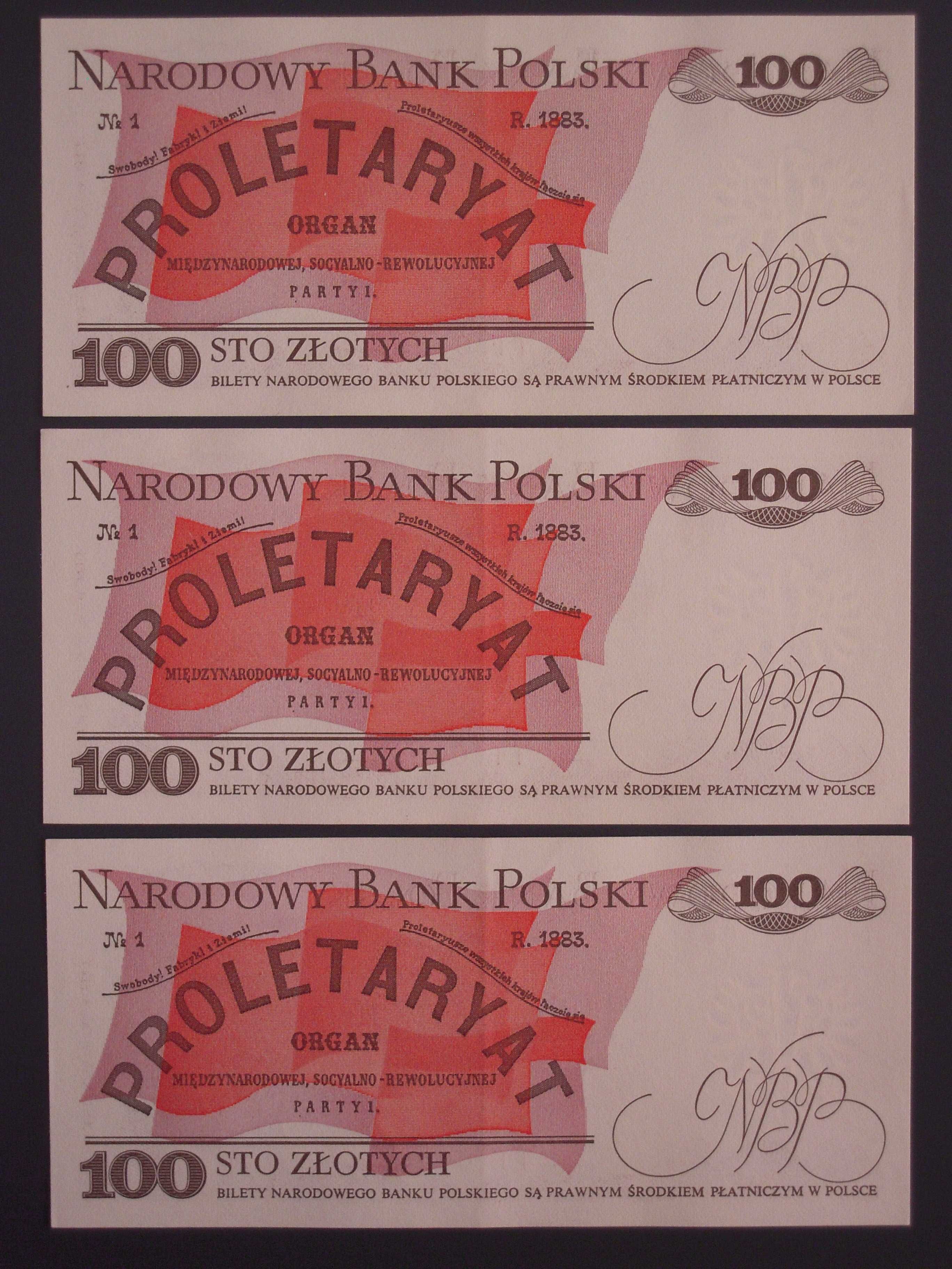 Banknoty PRL 100 zł - Ludwik Waryński - seria TF z 1 grudnia 1988 r.