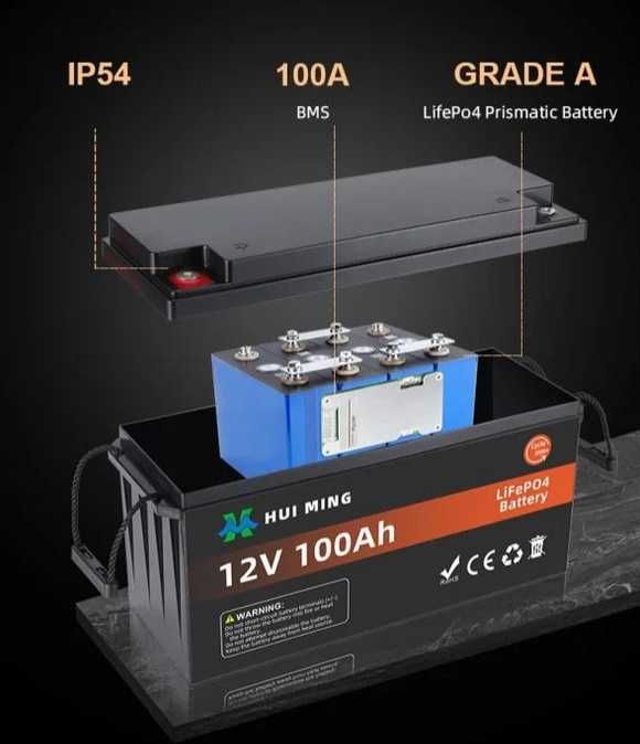 Акумулятор LiFePO4 12V/100AH, 100A (1280W*h)