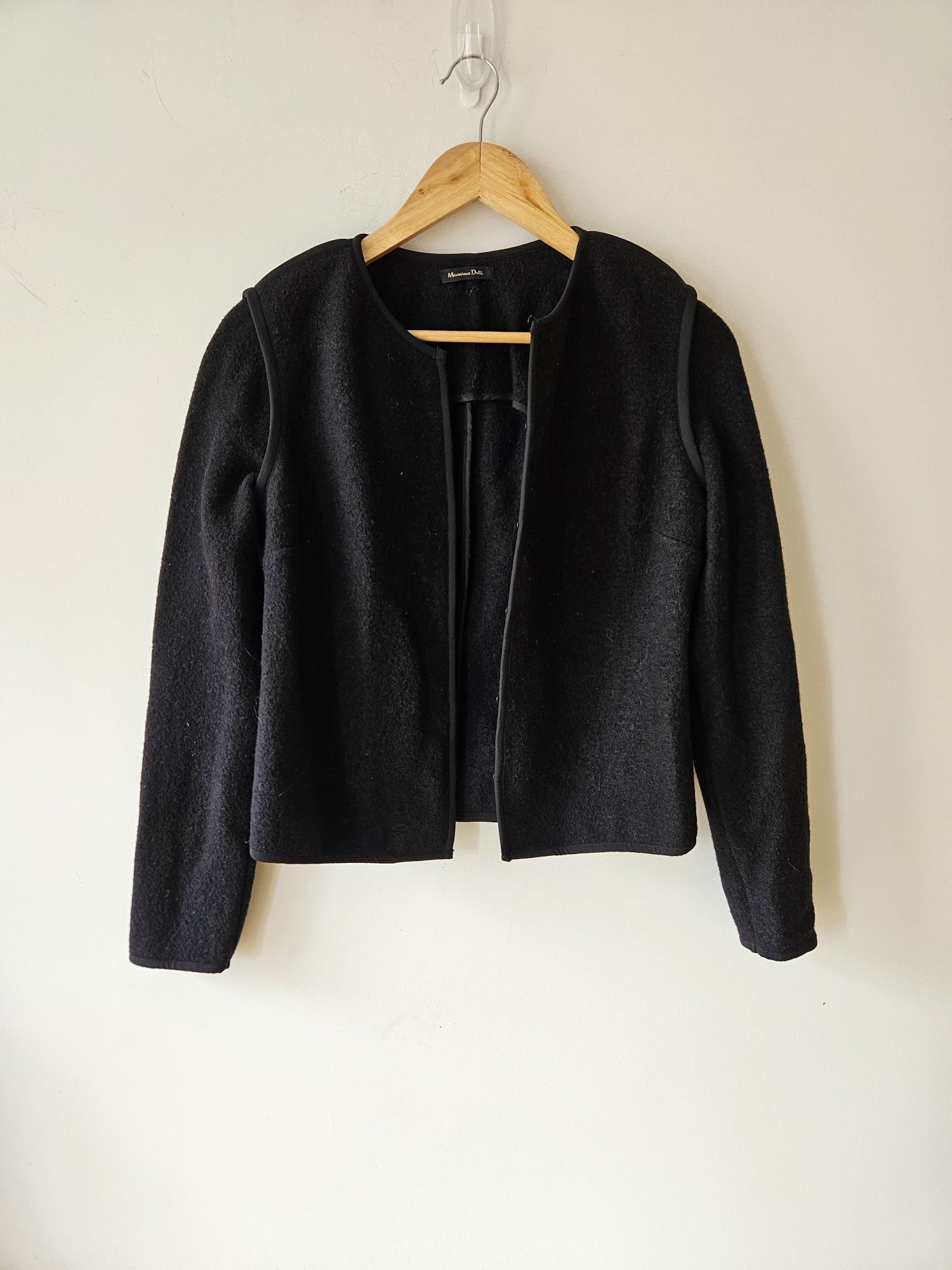 Czarny wełniany żakiet marynarka Massimo Dutti M 38