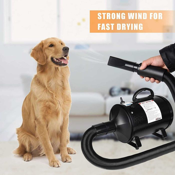 (NOVO) Secador de pêlo para cães 2800 W/3,8 HP, com 4 bicos