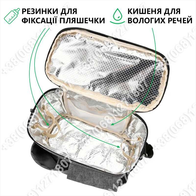 Сумка для коляски универсальная органайзер мамы до візочка Серая
