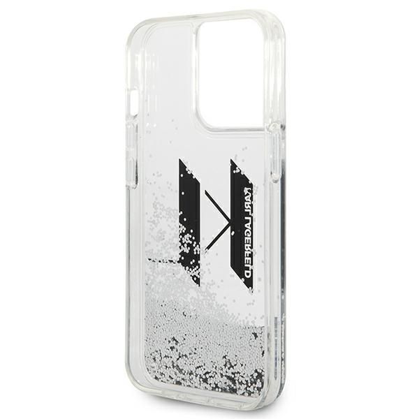Etui iPhone 14 Pro Max Karl Lagerfeld Liquid Glitter Big KL, Srebrne