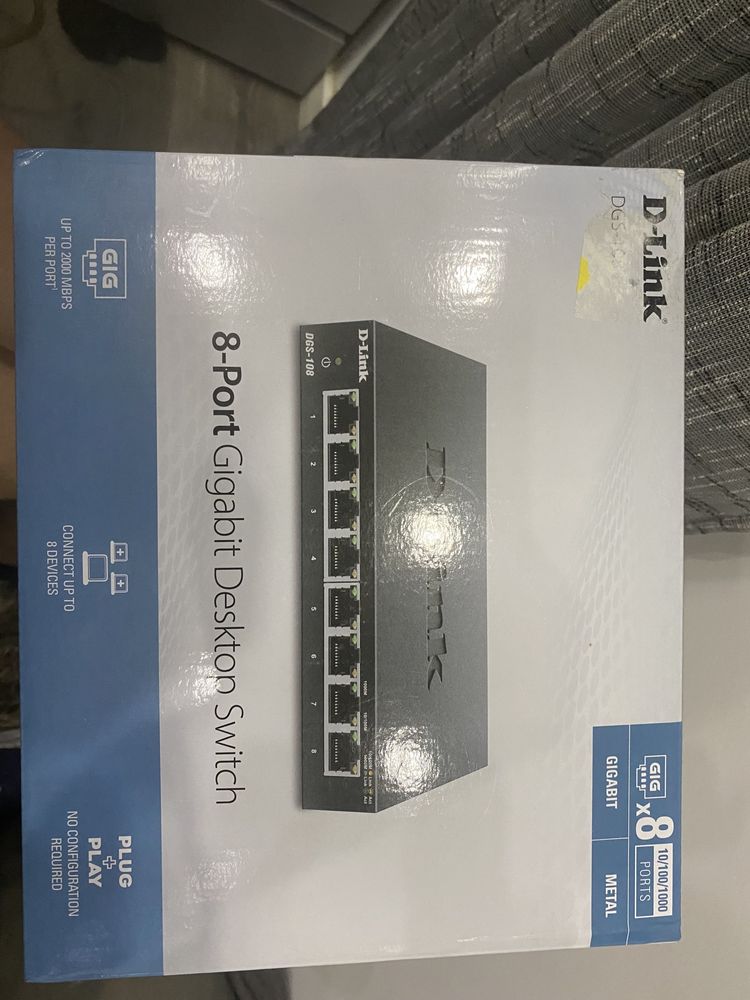 Repartidor internet Switch D-LINK DGS-108 (8 Portas Gigabit - 2000 Mbps)