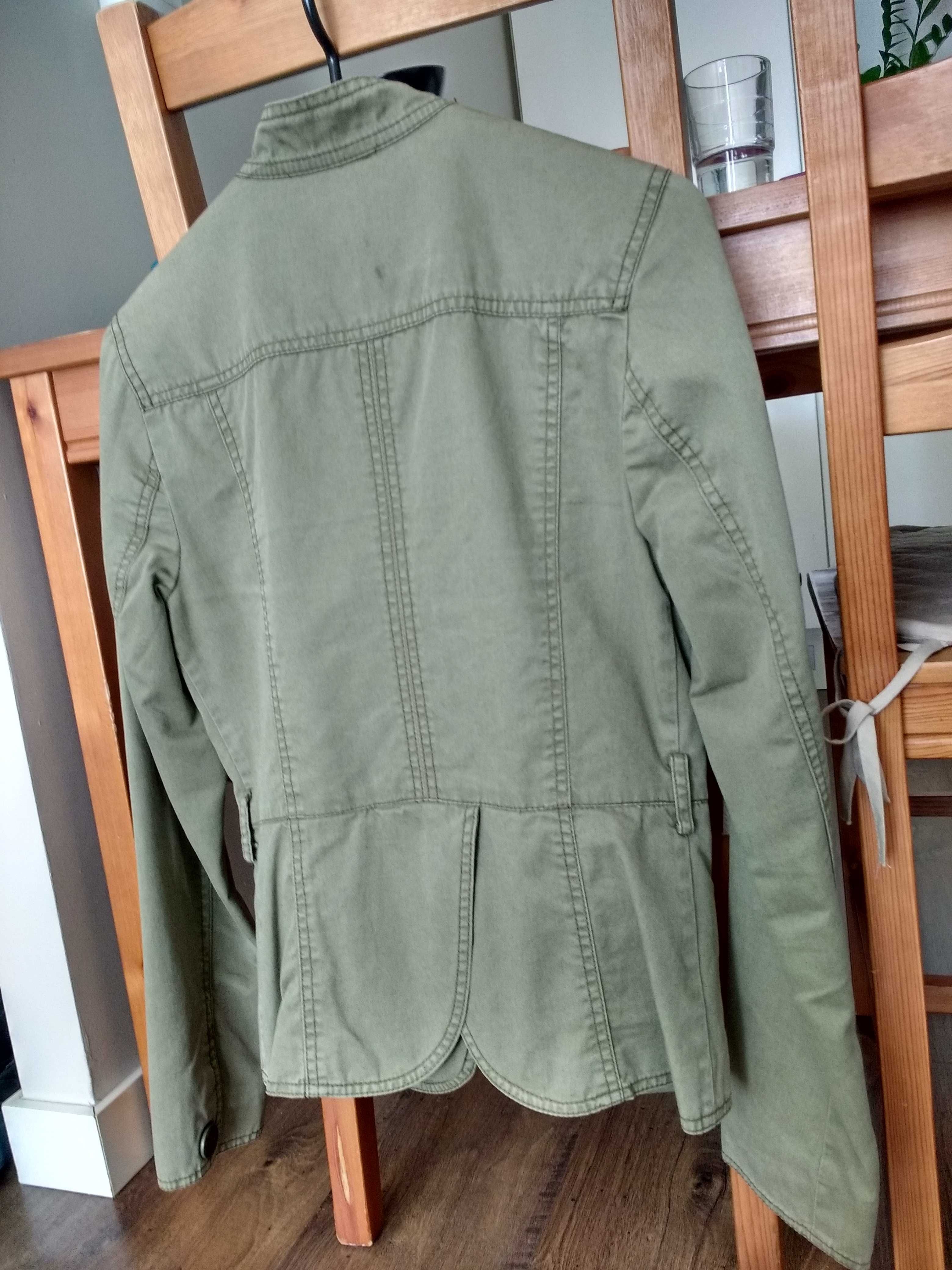Żakiet marynarka kurtka khaki w stylu militarnym H&M - rozmiar 34