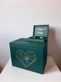 Pudełko na koperty Pudełko na obrączki butelkowa zieleń