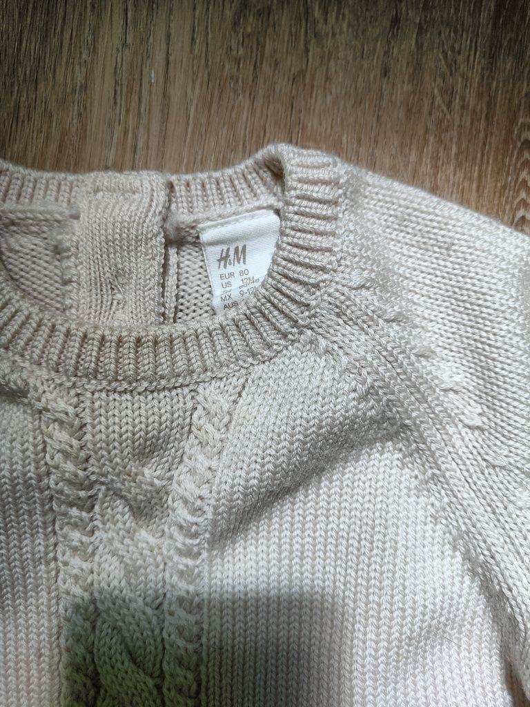 Sweterek wełniany ecru H&M 80