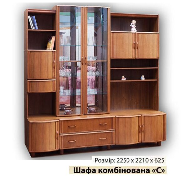 шкаф сервант натуральный шпон дуба стекло гнутое и затемненное