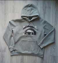 bluza z kapturem hoodie kangurek z nadrukiem oko z napisami oversize