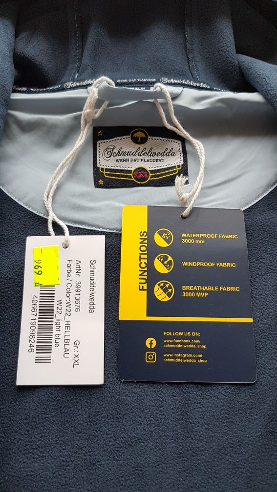 Uszkodzona Schmuddlewadda męska kurtka shoftshell przeciwdeszczowa 2XL