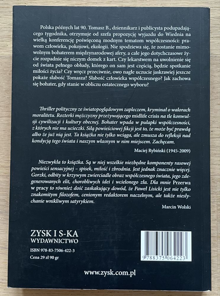 Książka „Przerwa w pracy” - Paweł Lisicki