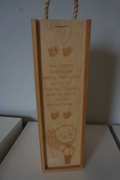 NOWE 2 szt. skrzynka na wino z grawerem na prezent