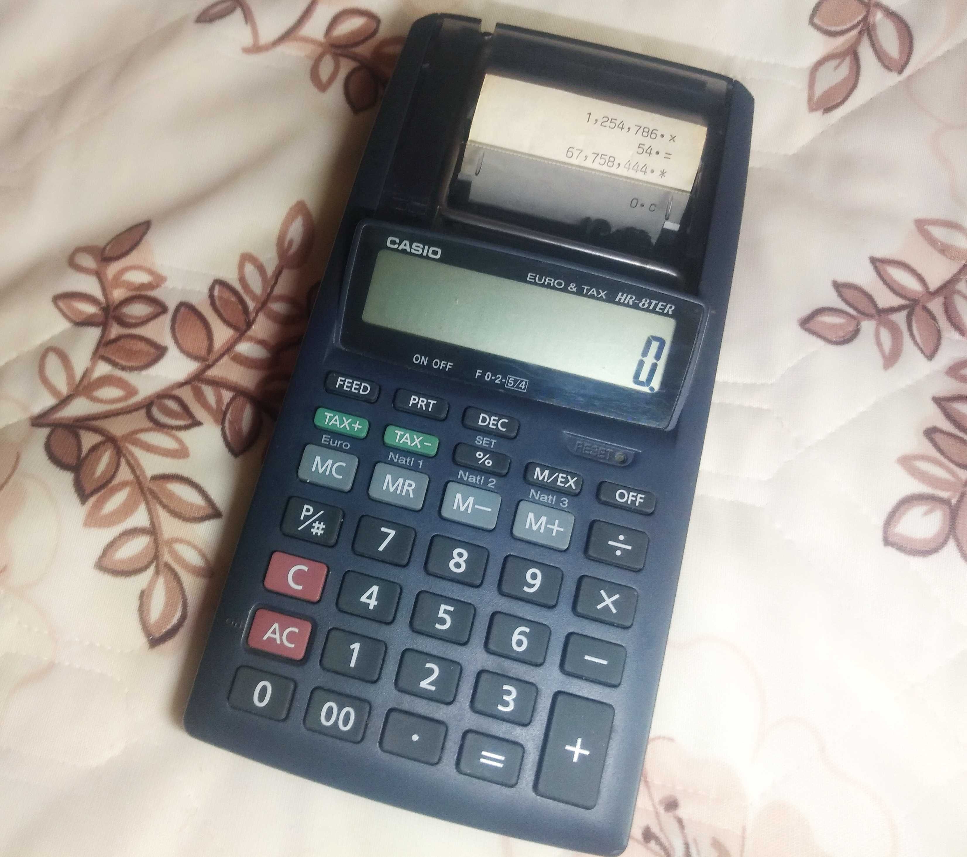 Калькулятор с печатью CASIO HR-8TER EURO&TAX +рулон ленты для печати
