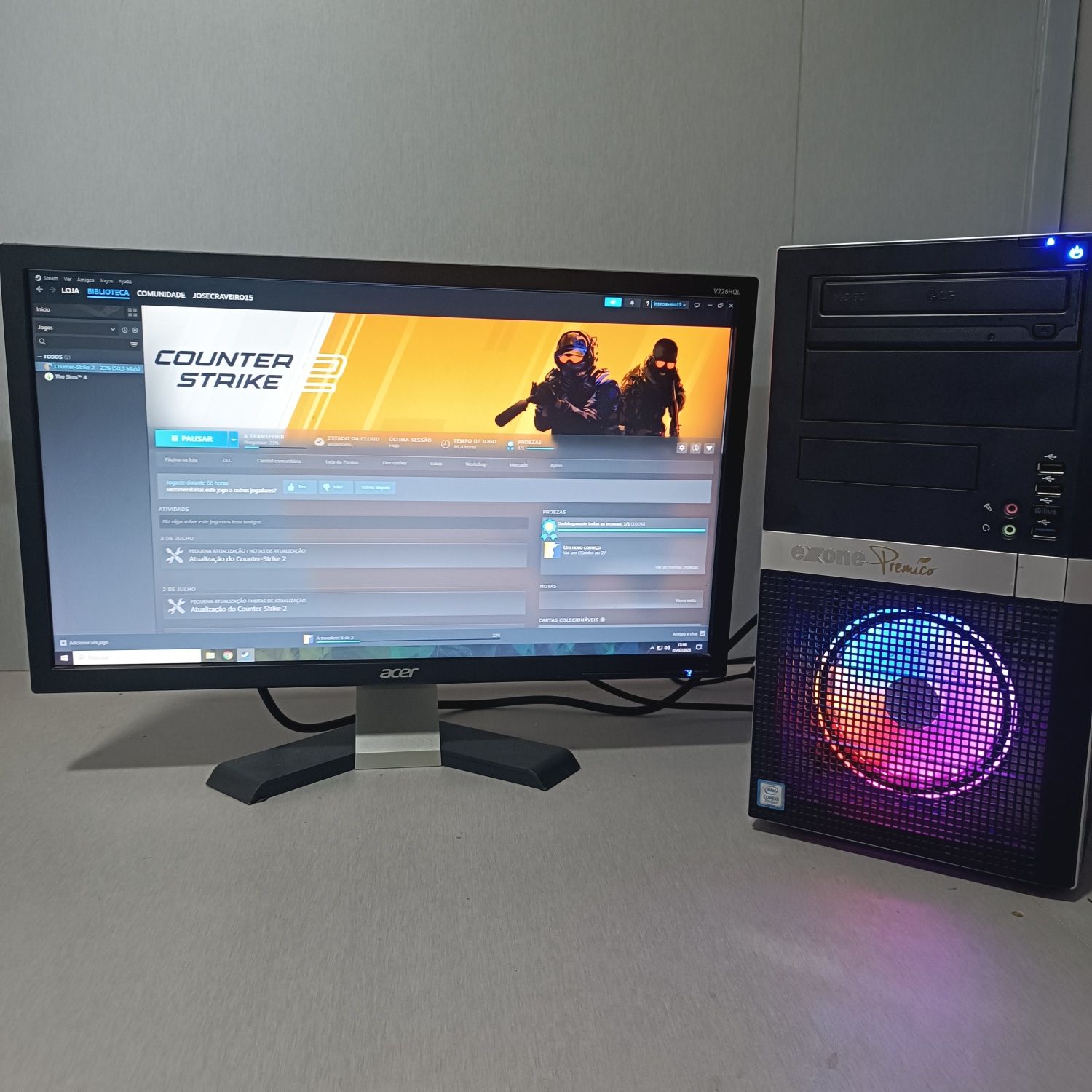 Monitor 22" + PC Gaming i5 7400, GTX950, 12Gb, SSD