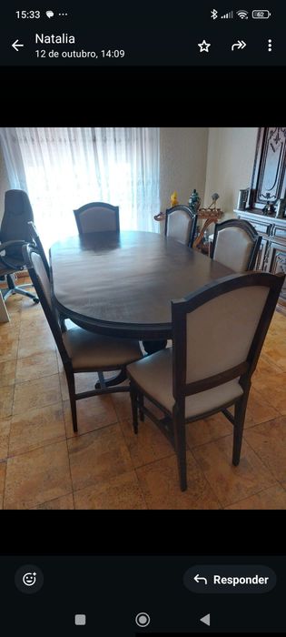 Mobília de sala em madeira maciça de nogueira