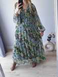 H&M dluga luzna oversize sukienka szyfonowa w kwiaty XXL/XXXL