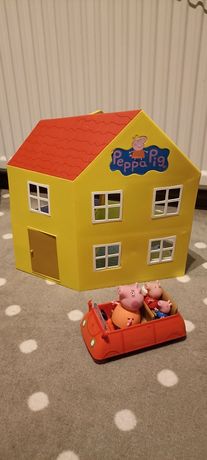 Świnka Peppa duży domek + auto +figurki
