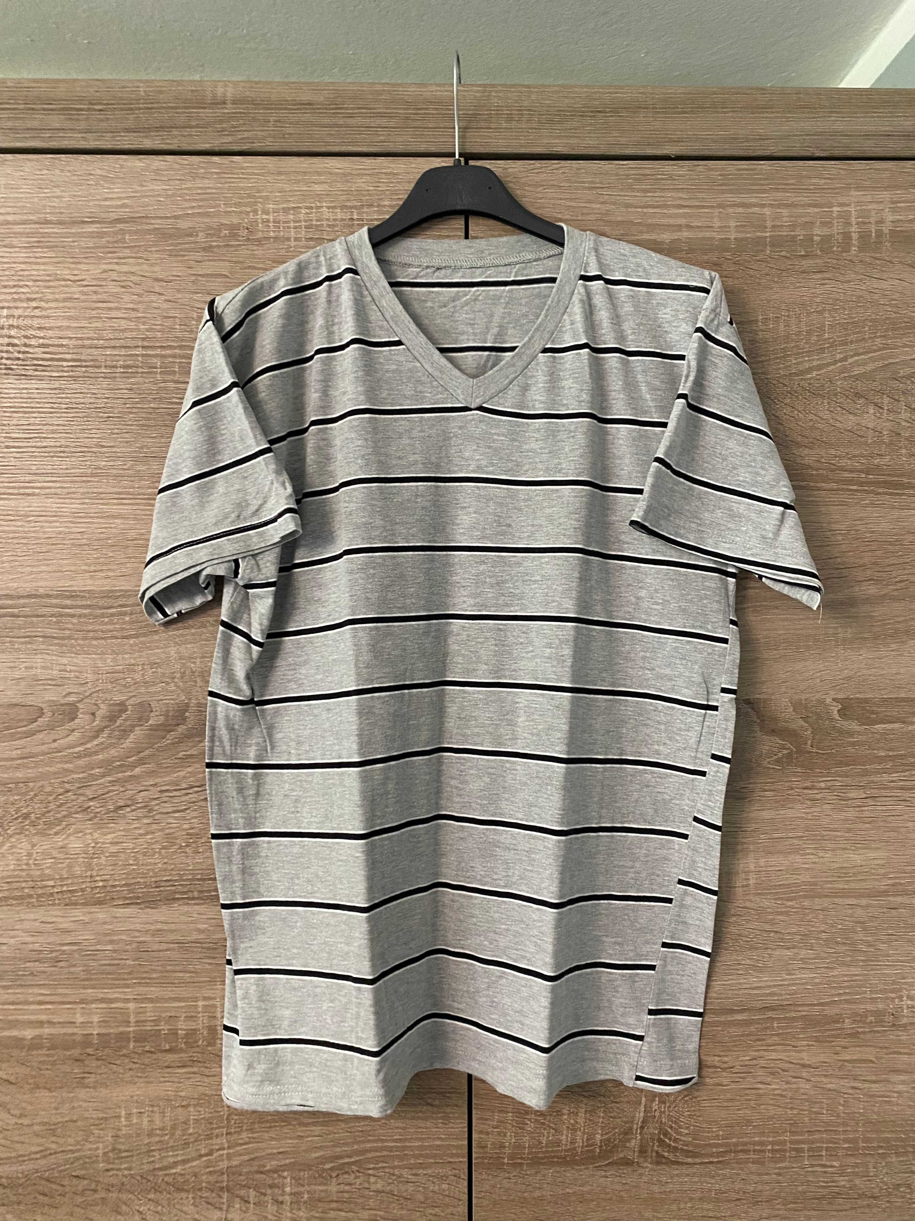 Koszulka męska w paski t-shirt luźny oversize M