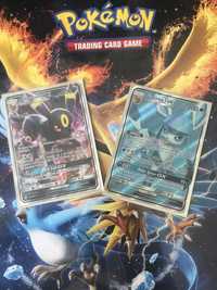 Dwie karty pokemon — Glaceon GX / Umbreon GX