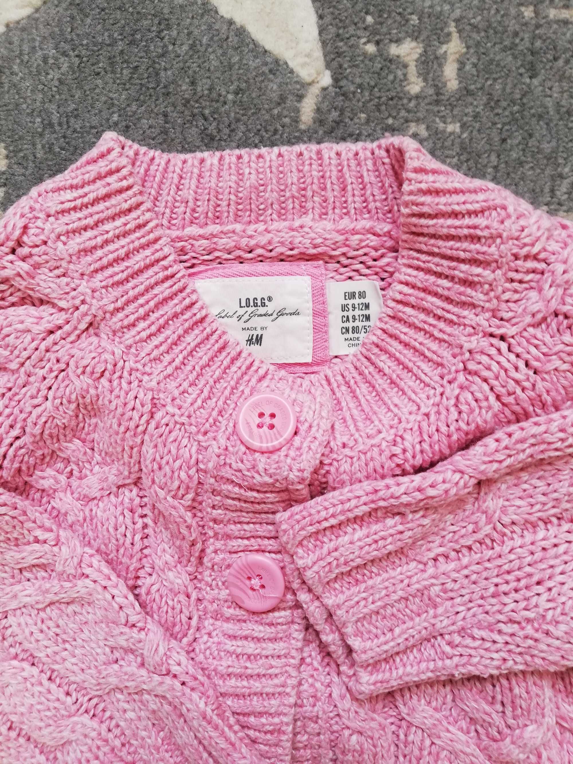 H&M sweterek wełniany rozmiar 80 ciepły hm różowy