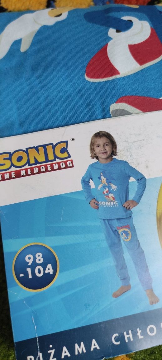 Piżama chłopięca SONIC Nowa Zestaw 98-104 Niebieska Polecam