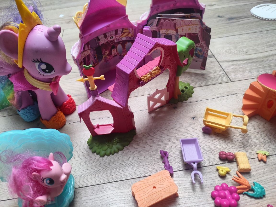 Zestaw mlp my little pony domki kucyki pałac lodziarnia zjeżdżalnia mu