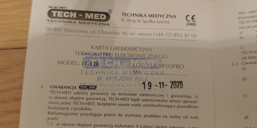 Nowy Termometr TECH-MED TMF-05 PRO bezdotykowy